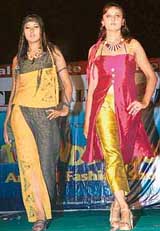 Models display creations by Mohali NIFD students at Trendz 2005, a fashion show, at Mohali Club on Saturday