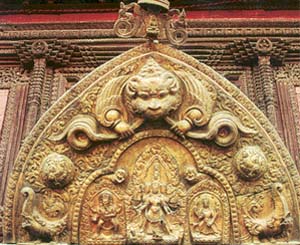 A decorative architectural panel in repousse