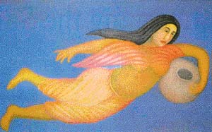 Manjit Bawas painting portrays a pensive Sohni