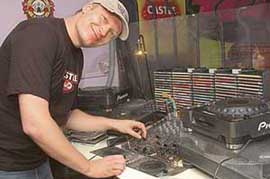German DJ Germo mixes music for the crowds in Chandigarh on Sunday.