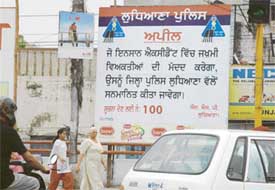 A notice board put up by the Ludhiana police to encourage people to help accident victims