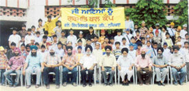 Children who participated in the gurmat camp organised by Sikh Missionary College and college staff in Ludhiana