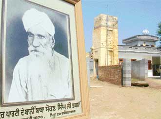 In Ruins: Ancestral house of Baba Bhakna (seen in photograph) has been demolished to make way for a modern building.