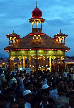 A scene at the exhibition ground in Srinagar where Jammu and Kashmir Chief Minister Mufti Mohammad Sayeed inaugurated Kashmir haat on Wednesday evening