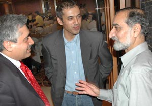 The Nasscom chief, Mr Kiran Karnik, in conversation with Arvind Khanna of DLF in Chandigarh on the eve of the IT conclave in Chandigarh on Thursday.