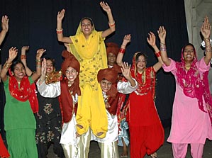 Deaf and dumb children perform Punjabi folk dance at Tagore Theatre 