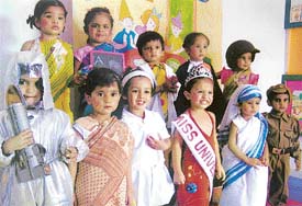 Students of Chanda Mama School present a show on Let the girlchild live on the school premises on Friday