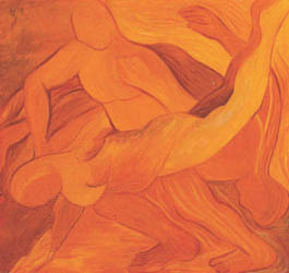Oil on canvas Study in Yellow by Sarojine Chopra.
