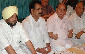 Punjab Local Bodies Minister Chaudhary Jagjit Singh addresses a press conference in Jalandhar