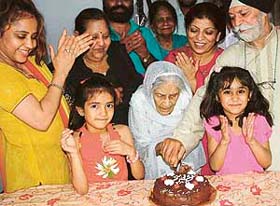 Parmeshwar Kaur Tohar celebrates her 100th birthday with her family in Mohali