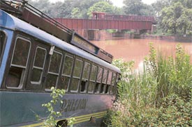 The ill-fated bus that slipped into a canal near Doraha on Tuesday morning