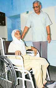 Ninetynine-year-old Dhyan Kaur shares the happiness of recovery with her surgeon Dr O.N. Nagi at the PGI on Wednesday. 