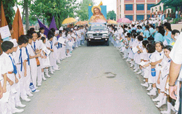 Students of Sacred Heart Convent School, Urban Estate, organise a peace rally in Ludhiana on Wednesday.