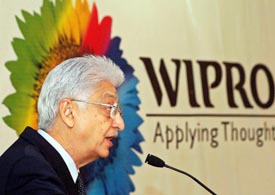 Chairman of Wipro Ltd Azim Premji speaks at a news conference in Bangalore on Friday. 
