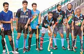 Hockey probables during a practice session at the Sector 42 Hockey Stadium, Chandigarh, on Friday