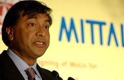Chairman & CEO of Mittal group L.N. Mittal addresses a press conference after signing an agreement with the ONGC in New Delhi on Saturday.
