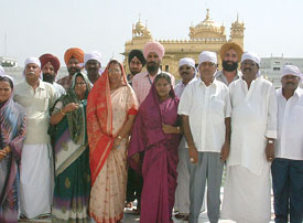 Members of a Tamil Nadu Legislative Assembly Committee after paying obeisance at the Golden Temple in Amritsar on Saturday.