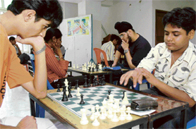 A participant makes his move at Anand Ki Khoj Horlicks amateur chess tournament 2005 at St Xaviers School, Sector 44, Chandigarh, on Sunday.