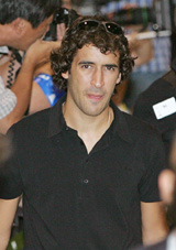 Real Madrids Spanish footballer Raul Gonzalez arrives at Tokyos Narita airport
