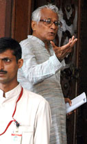 George Fernandes arriving for the opening of the Monsoon Session 