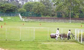 The Sector 16 cricket stadium being prepared for the coming session