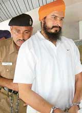 Babbar Khalsa International chief Jagtar Singh Hawara before being produced in a Chandigarh court on Thursday