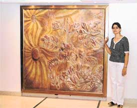 Charanjeet with her latest creation