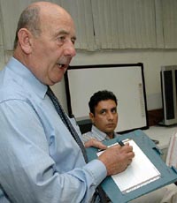 Mr John Elliot, Sales Manager (Europe, West Asia and Africa) of GTCO Cal Comp (USA), launches Interwrite school pad, a bluetooth wireless device, for the first time in India at Chandigarh on Friday. Mitsubishi Electric, the industry leader in multimedia and home entertainment projector technology launched its new range of data and video products in the North Indian market in a tie-up with Global Infocom Limited and GTCO Cal Comp. The Interwrite school pad is priced at Rs 40,000 upwards.