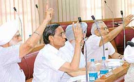 Nominated councillors wait for their turn to speak even as elected councillors trade charges at a meeting of the Municipal Corporation of Chandigarh on Friday