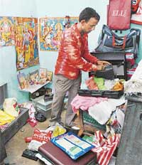 Mr Naresh Kumar, an NRI, trying to ascertain the loss after a theft in his house in Ludhiana on Friday