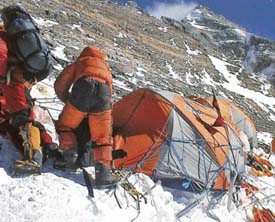 At 27,390 feet, Camp-III is the last chance for rest before the ascent to the summit