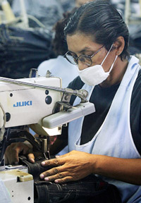 A Nicaraguan woman works in a garment factory in Managua on Saturday.