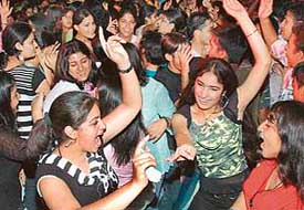 Students shake a leg at a freshers party of DAV Model School, Sector 15, at the Chandigarh Club on Saturday