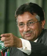 Pakistan President Pervez Musharraf at a news conference in Rawalpindi
