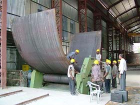 The fabrication work of four penstocks of the biggest diametre in India so far was started on Saturday at Slapper, 18 k.m from Sundernagar