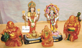 Idols of Indian gods and goddesses made in China.