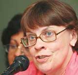 Ms Earleen Fisher, former Bureau Chief, Associated Press, interacts with mediapersons during a workshop 