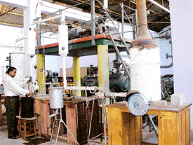 Mr Badhai Lonia, a research scholar, at work in the workshop of the Department of Mechanical Engineering