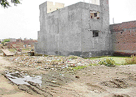Garbage strewn about is a common sight at the Improvement Trust Colony in the city.