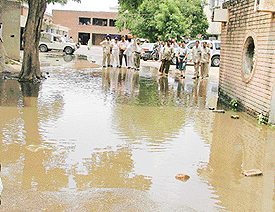 Office of the PWD (B&R) in Ludhiana which has been flooded for the past several days due to faulty sewerage on Wednesday.