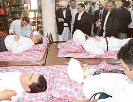 Punjab and Haryana High Court Chief Justice D.K. Jain inaugurates a blood donation camp in Chandigarh on Friday.