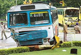 Buses that were involved in a head-on collision in Chandigarh on Saturday morning