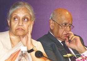 Delhi Chief Minister Sheila Dikshit and NHRC Chairperson Justice A. S. Anand attending a workshop on Rape Crisis in the Capital