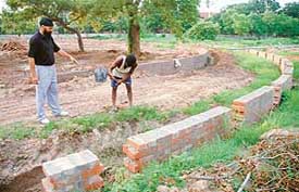 A state-of-the-art kabaddi court under preparation at the sports complex, Sector 42, Chandigarh
