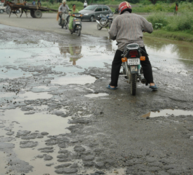 Due to downpour for the past two days, city roads have caved in at several places
