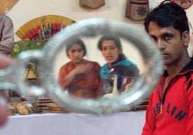 Visitors at an exhibition of handicrafts organised by the Ministry of Textiles, Government of India, in Shimla on Sunday.
