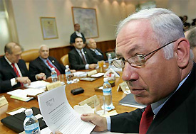 Israeli Finance Minister Benjamin Netanyahu attends a weekly cabinet meeting in Jerusalem 