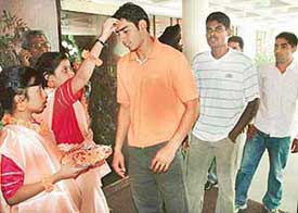 The Indian hockey players being welcomed at a function held at Hotel Shivalikview on Monday. 
