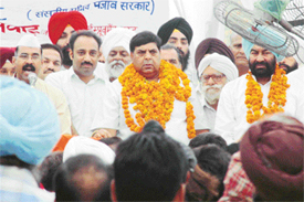 Parliamentary Secretary Surinder Davar at the foundation stone-laying ceremony of a 66-KV sub-station in Ludhiana
