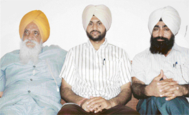  Mr J.S. Grewal, Mr Ramandeep Singh and Mr Manjeet Singh during a press conference in Ludhiana